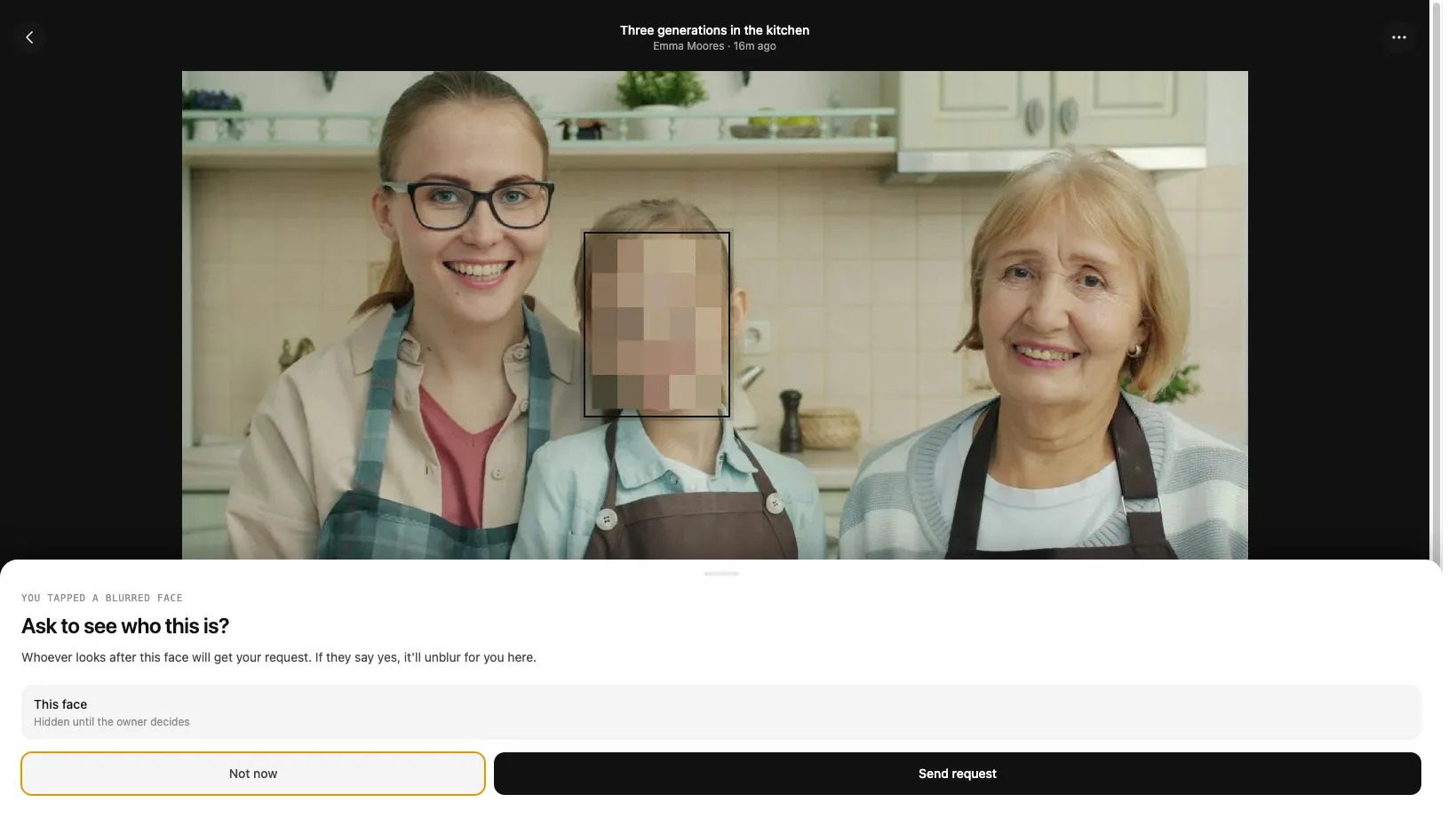 Requesting access to a hidden face