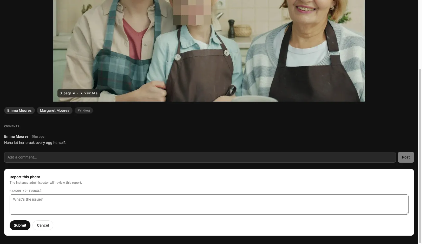 The report dialog