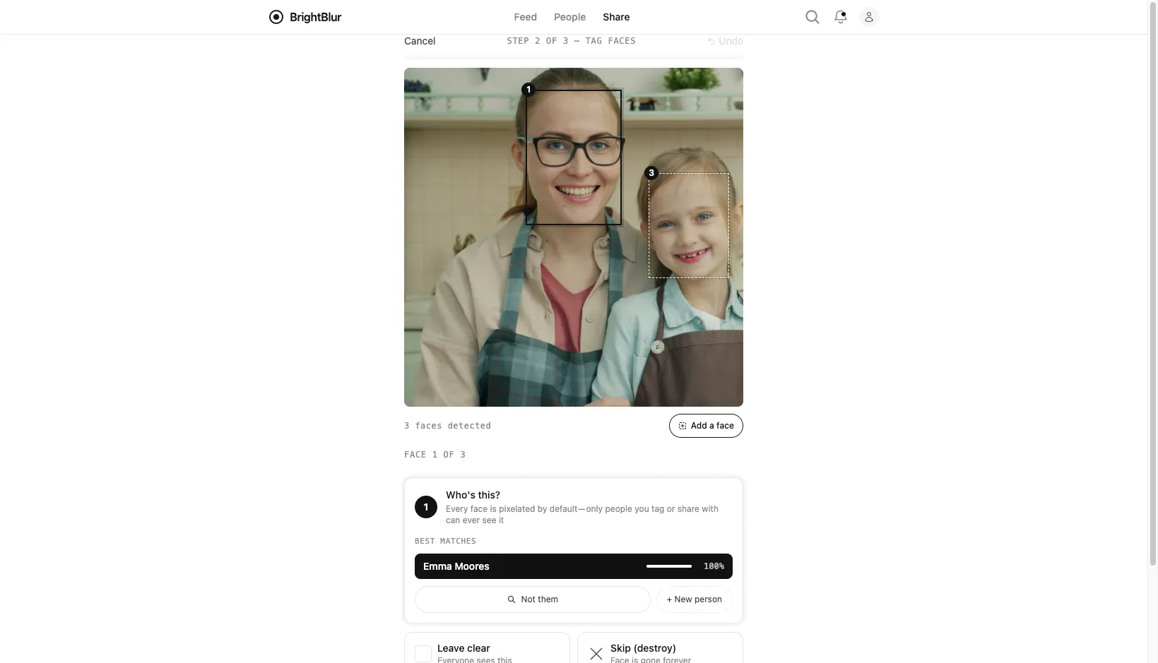 Face detection and tagging during upload